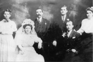 Mary Swetz Thomas (on far left) at a wedding